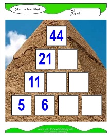 Çıkarma Pramidi Çalışma Sayfaları